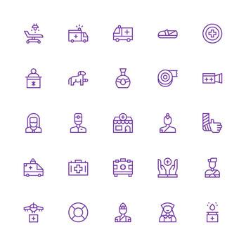 Medium Stroke Outline Icons from First Aid Set with 25 Vectors Complete Icon Set for Mobile Apps