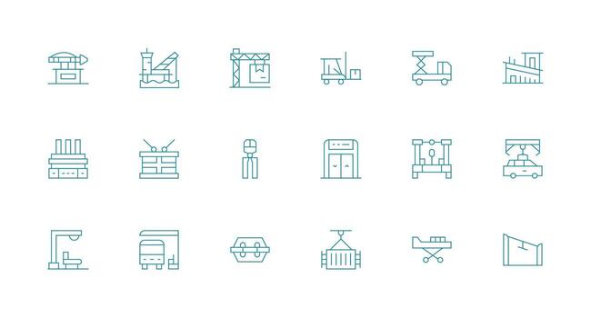 Unloading Visual Pack containing 18 Minimal Line Icons Icon Set for Web vector