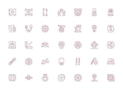 Mechanism Set with 35 Light Line Icons Web and App Icon Pack Collection vector