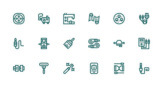 18 íconos para conector en fuerte carrera línea formato ui y ux enfocado icono colección vector