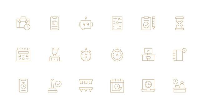 18 tarea íconos en mínimo línea estético de múltiples fines icono paquete para plantillas vector