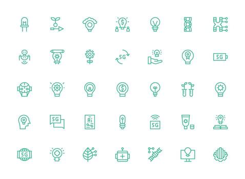 Innovation including 35 Regular Clean Line Illustrations Simple Icons for Interface and Wireframes vector