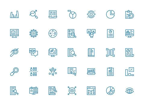 35 Data Analysis Icons in Regular Clean Line Aesthetic Interface Icons for Daily Use vector