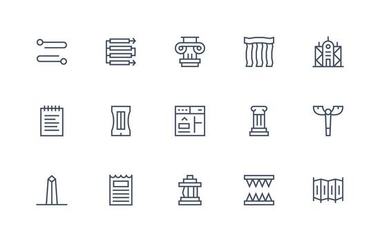 Regular Line Style Column Icons with 15 Vectors Icon Set for Web