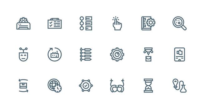 proceso conjunto con 18 fuerte carrera línea íconos pulcramente diseñado íconos para web plataformas vector