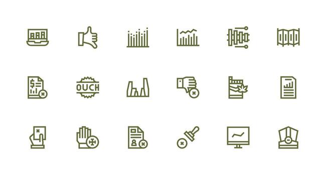 Strong Stroke Line Style Decline Icons with 18 Vectors Basic Icon Series