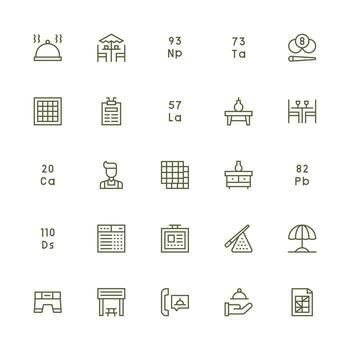 Medium Stroke Outline Style Table Icons with 25 Vectors Sharp Icons for Presentations