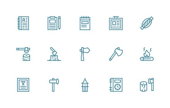 15 Log Icons in Regular Line Aesthetic All-Purpose Icon Design Pack vector