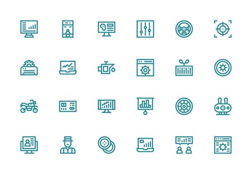 Dashboard Set with 24 Thick Line Line Icons Essential Icon Collection vector