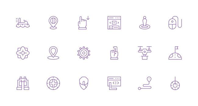 Navigation Icon Collection with 18 Minimal Line Designs Complete Icon Bundle for Web Design vector
