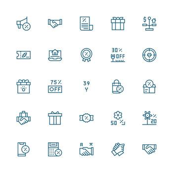 Medium Stroke Outline Style Deal Icons with 25 Vectors Quick Access Icons for UI Development