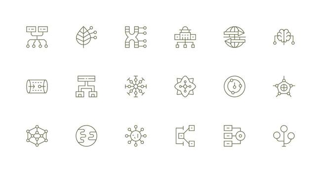 flujo de datos icono conjunto con 18 mínimo línea gráficos equilibrado icono conjunto para funcional diseño vector