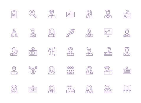 35 Icons for Staff in Light Line Format Neatly Designed Icons for Web Platforms vector