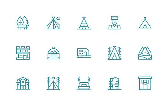 Lodging including 15 Regular Line Illustrations Well-Structured Icons for Creative Use vector