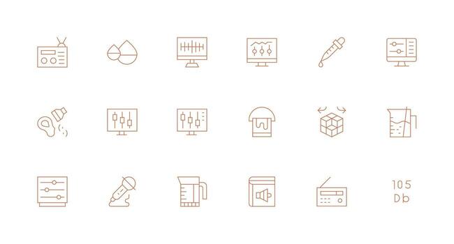 Volume Set with 18 Minimal Line Icons Icon Pack for UI vector