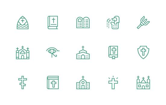 15 Regular Line Style Icons from God Collection Web Icon Collection vector