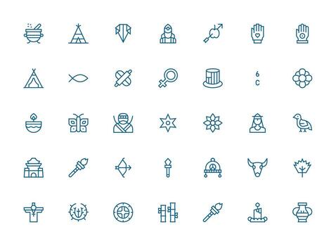 35 Regular Clean Line Style Icons from Symbolism Collection All Device Compatible Icon Set vector
