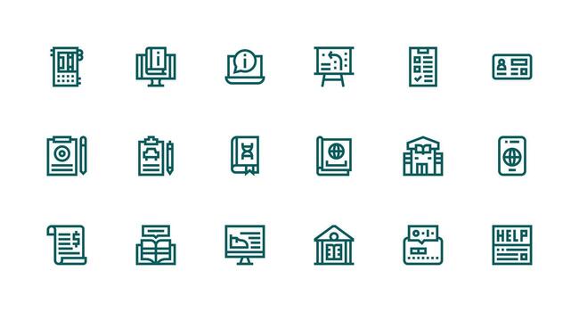 18 Documentation Icons in Strong Stroke Line Aesthetic Lightweight Icon Series vector