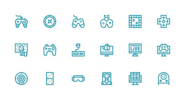 18 Strong Stroke Line Style Icons from Gaming Collection Full Icon Library for UI Designers vector
