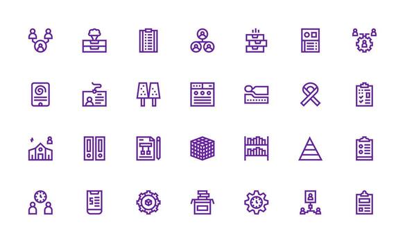 Organization Icon Set with 28 Bold Line Graphics Multi-Purpose Icon Set vector