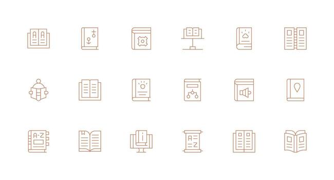 18 Minimal Line Vectors for Guidebook Theme Detailed Icon Collection for Design Systems