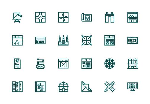 Layout Design Icons featuring 24 in Thick Line Line Style Scalable Icons for All Themes vector