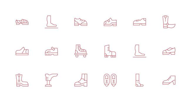 Boot including 18 Minimal Line Illustrations Scalable Icons for Cross-Platform Interfaces vector