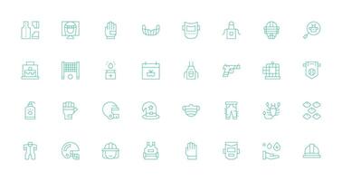 32 protector íconos en Delgado línea estético digital producto íconos para rápido entrega vector