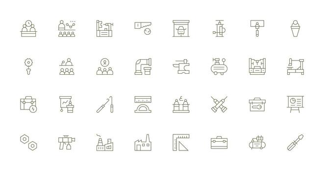 32 Icons for Workshop in Thin Line Format Dashboard Icon Series vector
