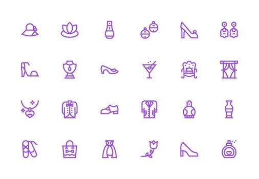 24 Thick Line Line Icons for Elegant Graphics High-Resolution Icons for Any Platform vector