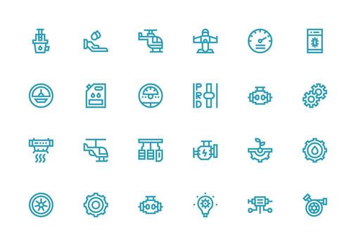 Engine Set with 24 Thick Line Line Icons Multi-Purpose Icon Pack for Templates vector