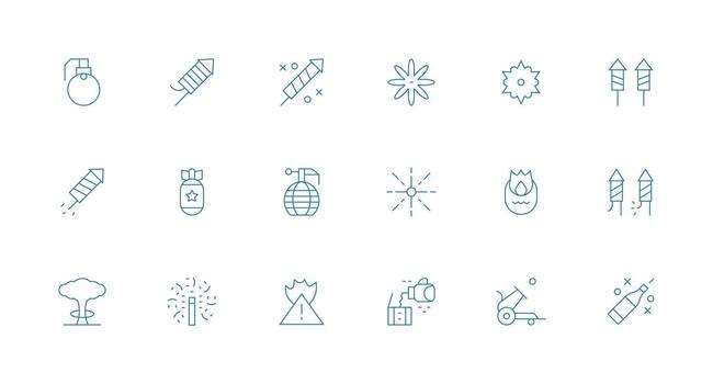Explosion Set with 18 Minimal Line Icons Design Icon Pack vector