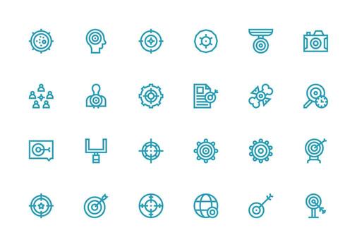 Objective Set with 24 Thick Line Line Icons Versatile Icon Collection for Designers vector