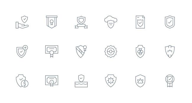 de confianza icono colección con 18 mínimo línea diseños limpiar icono conjunto icono paquete para ui proyectos vector