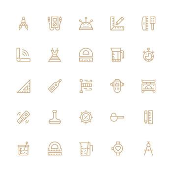 Medium Stroke Outline Icons from Measuring Set with 25 Vectors Organized Icon Pack for Quick Access