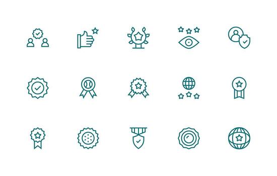 Trusted Design Icons featuring 15 in Regular Line Style Interface Icons for Daily Use vector