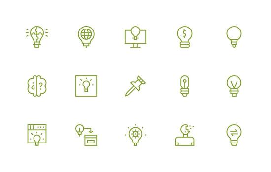 15 Idea Icons in Regular Line Aesthetic Interface Icon Collection vector