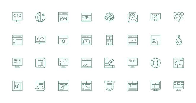 Thin Line Style Web Design Icons with 32 Vectors Icon Set for Apps