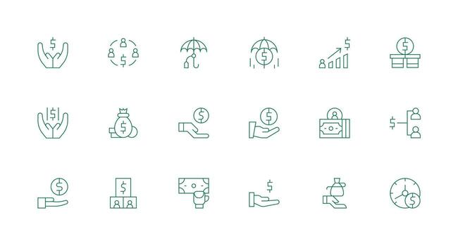 Minimal Line Icons from Compensation Set with 18 Vectors UI and UX Focused Icon Collection