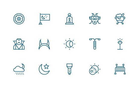 Regular Line Style Dark Icons with 15 Vectors Pixel Perfect Icon Set