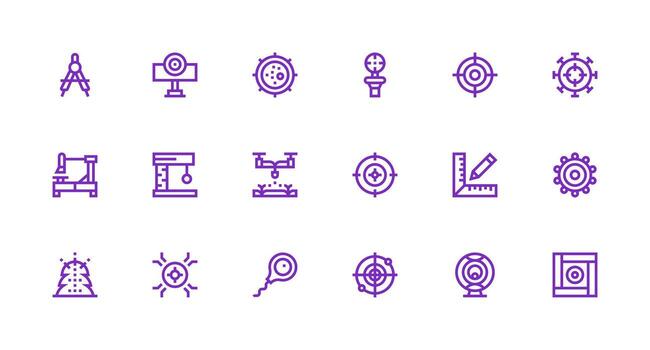 18 Strong Stroke Line Icons for Precision Graphics Essential Icon Collection vector