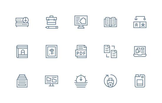 15 regular línea vectores para archivo tema sencillo íconos para interfaz y wireframes