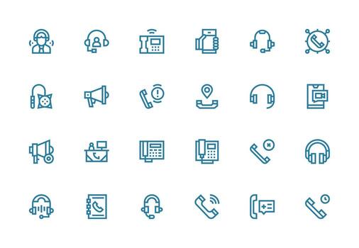 Thick Line Line Icons from Call Set with 24 Vectors Interface Icons for Daily Use