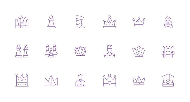 King Visual Pack containing 18 Minimal Line Icons Reusable Icon Set vector