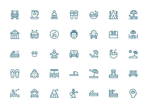Regular Clean Line Icons from Relaxation Set with 35 Vectors All Device Compatible Icon Set