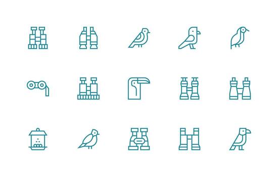 Birdwatching Set with 15 Regular Line Icons Multi-Purpose Icon Pack for Templates vector