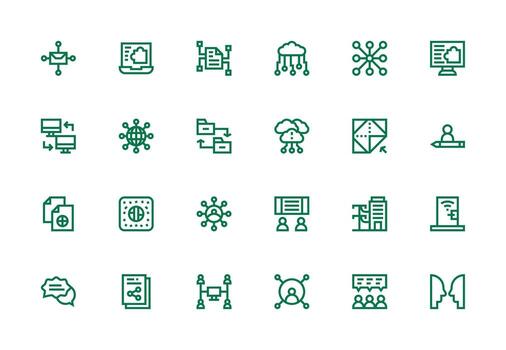 Sharing Design Icons featuring 24 in Thick Line Line Style High-Resolution Icons for Any Platform vector