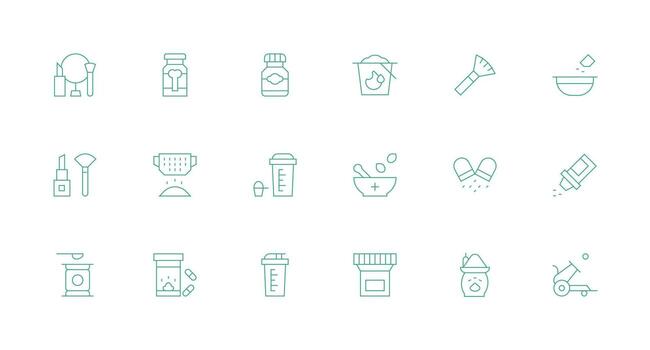 Powder Set with 18 Minimal Line Icons Clean Icon Set Icon Pack for UI Projects vector