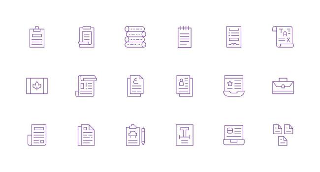 18 Icons for Paperwork in Minimal Line Format Interface Icons for Daily Use vector