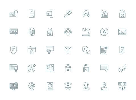 35 Icons for Authentication in Light Line Format Design Ready Icon Set for Teams vector